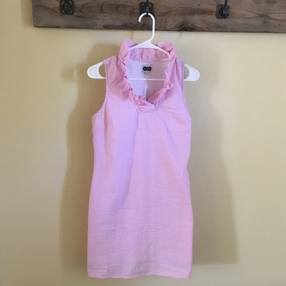 Preppy Ruffled Boutique Dress, Pink Stripes